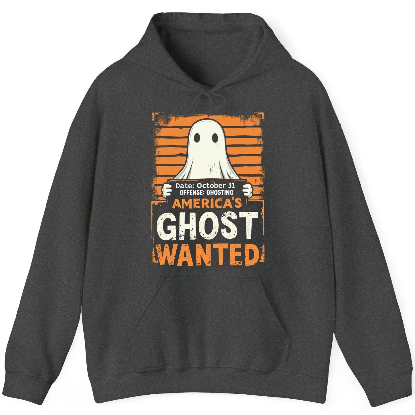 Date October 31 Offense Ghosting America's Ghost Wanted ghost Hoodie Dark Heather product mockup