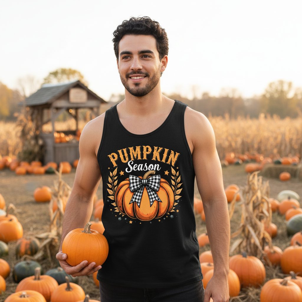 Pumpkin Season fall Tank Top Black lifestyle mockup