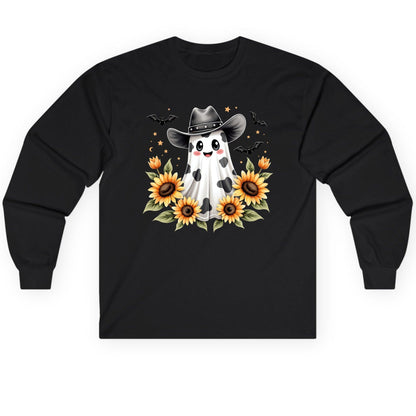Cowboy Ghost Sunflowers cowboy ghost Long Sleeve Tee Black product mockup