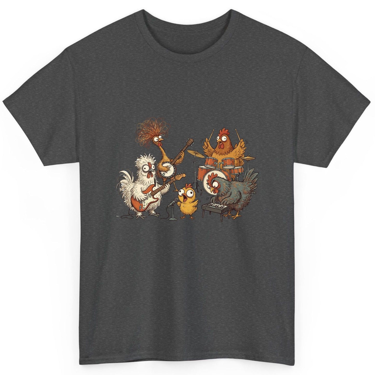 Chicken Rock Band chicken rock band T-Shirt Dark Heather product mockup