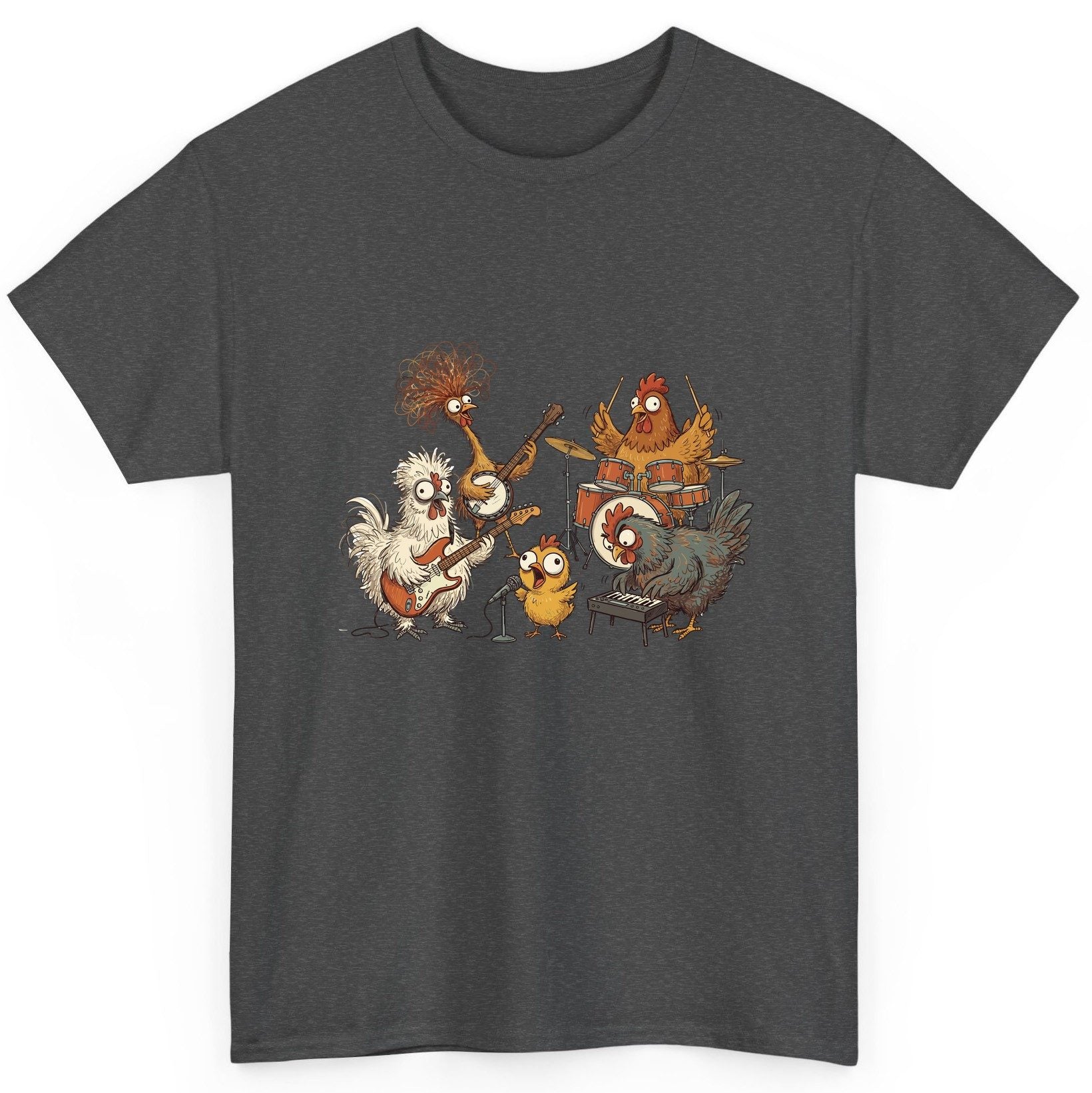 Chicken Rock Band chicken rock band T-Shirt Dark Heather product mockup