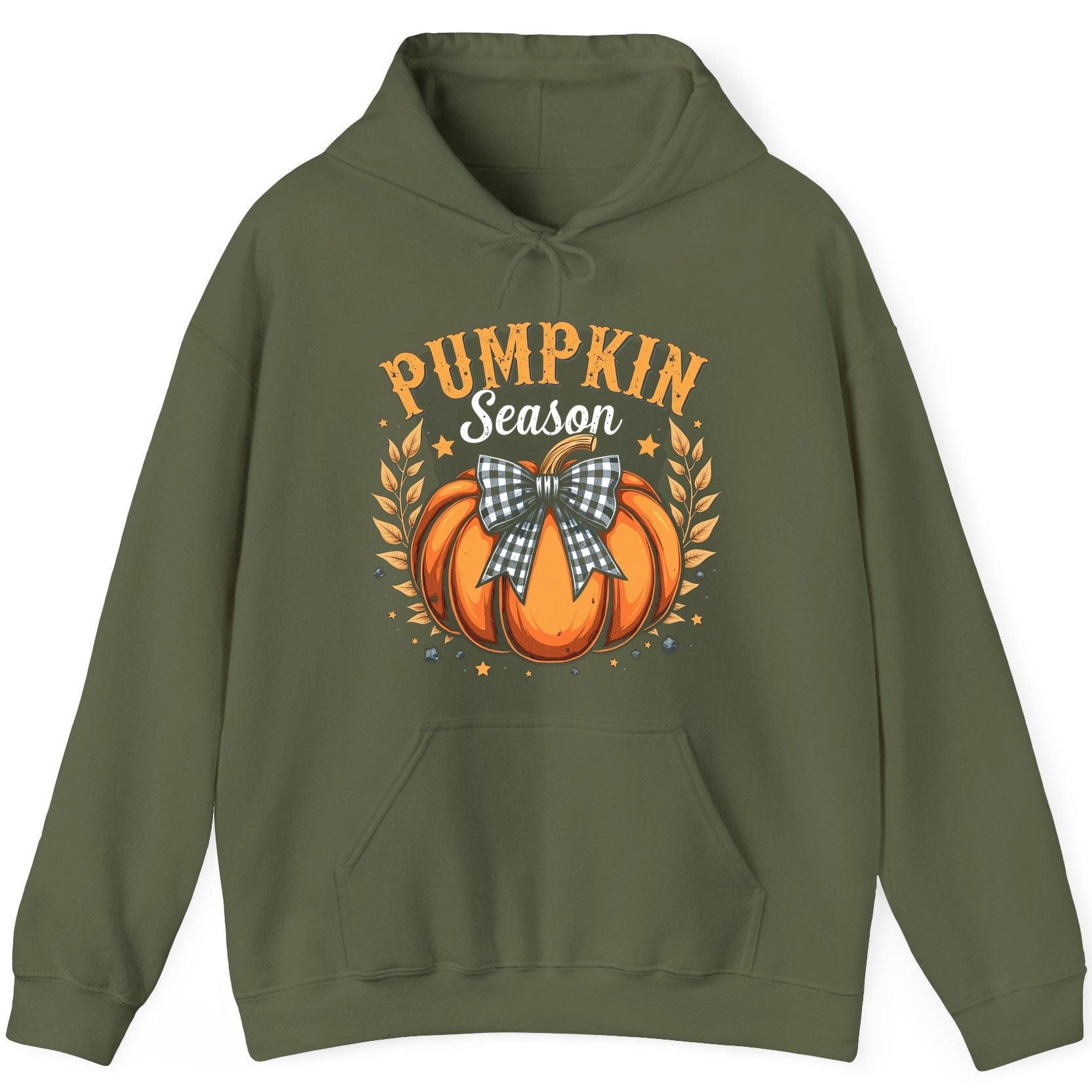Pumpkin Season fall Hoodie Military Green product mockup