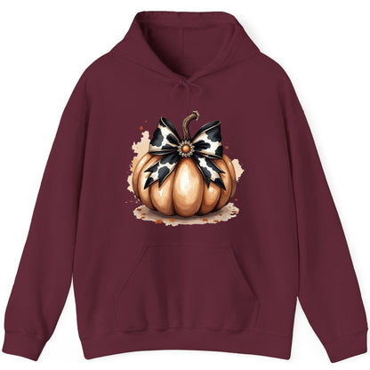 Cow Print Bow Pumpkin pumpkin Hoodie Maroon product mockup