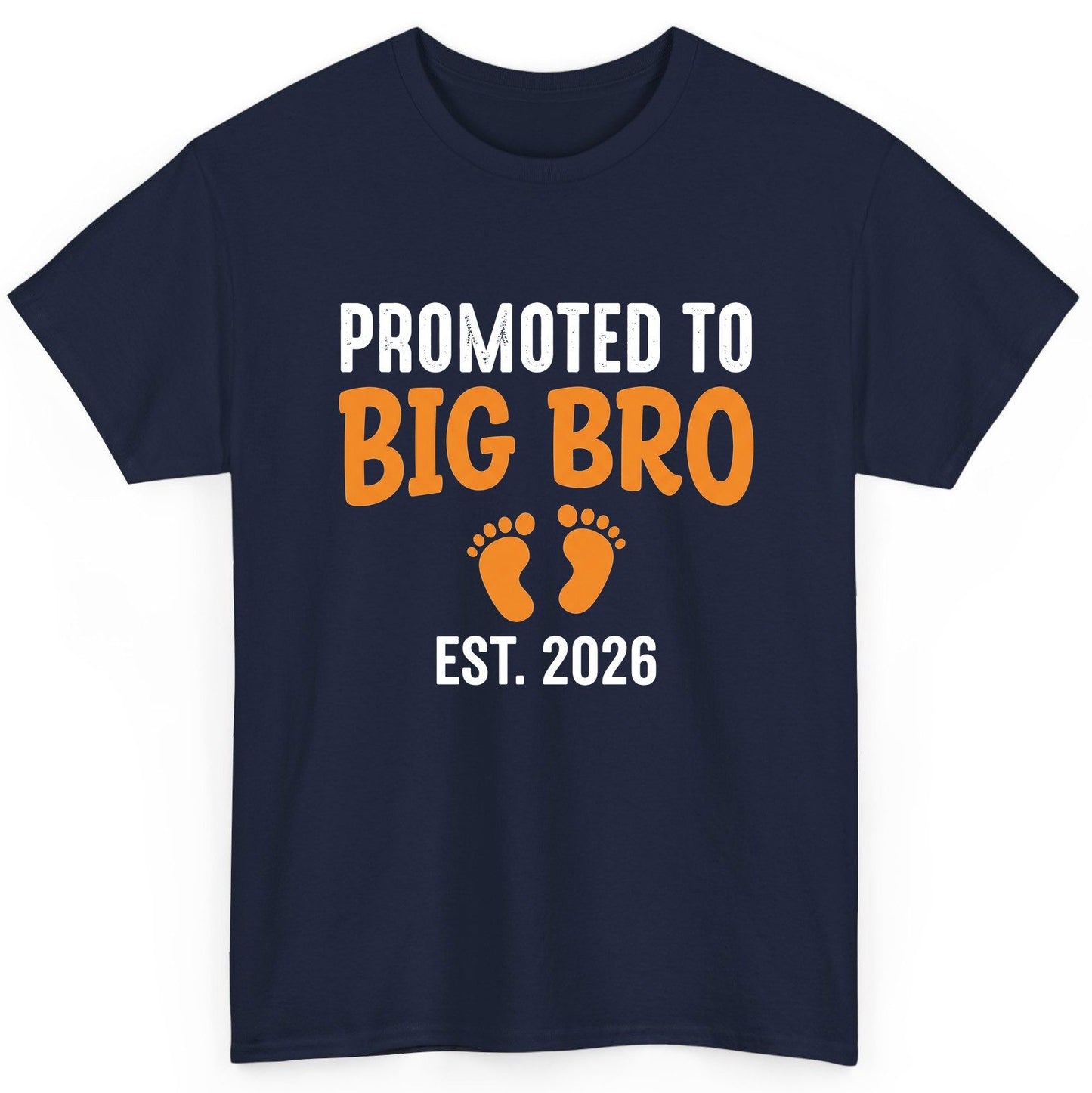 Promoted TO BIG BRO EST 2026 Pregnancy Announcement T-Shirt - product mockup - Navy