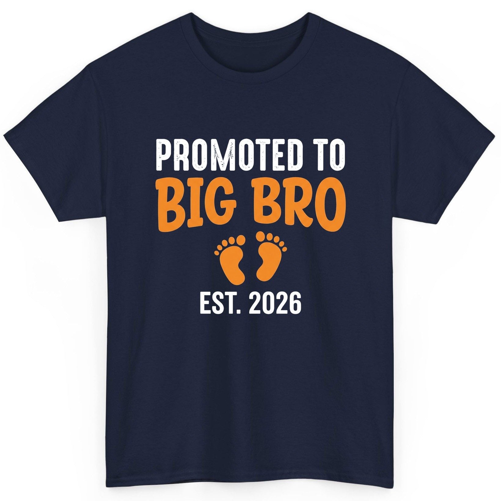 Promoted TO BIG BRO EST 2026 Pregnancy Announcement T-Shirt - product mockup - Navy