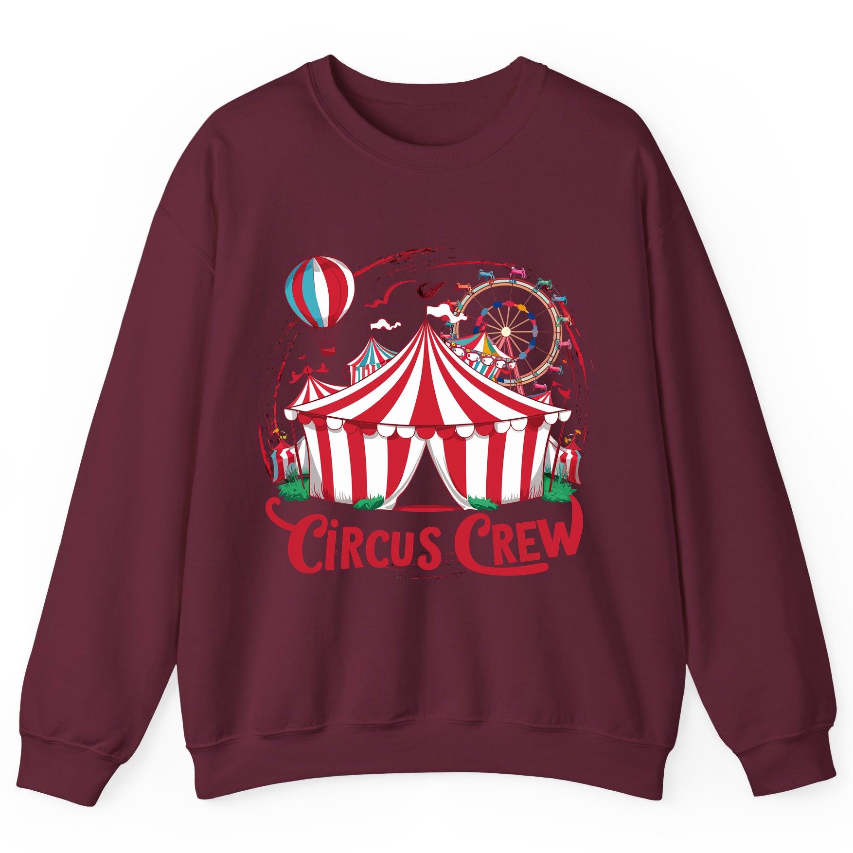 Circus Crew circus Sweatshirt Maroon product mockup