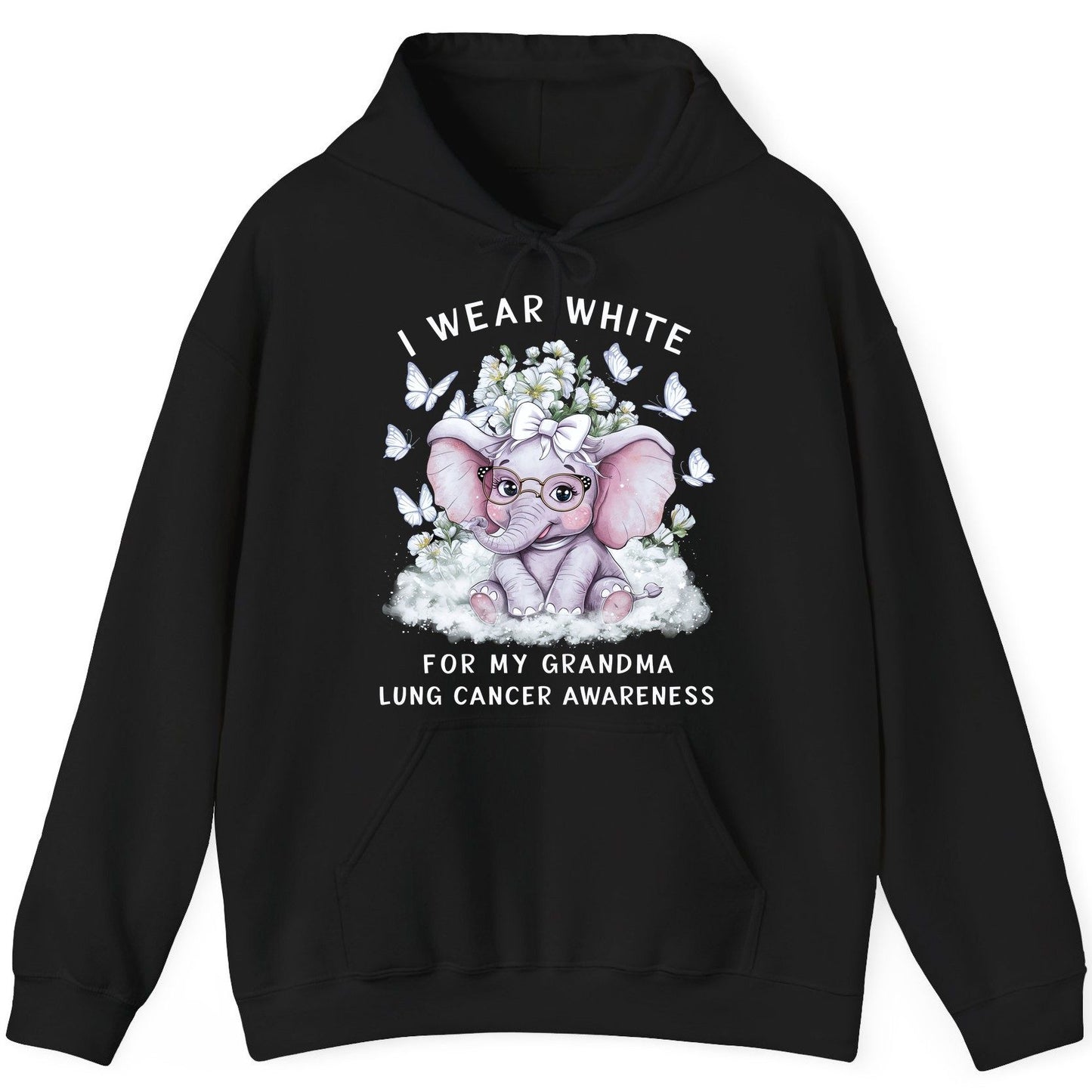 I Wear White for My Grandma Lung Cancer Awareness lung cancer awareness Hoodie Black product mockup