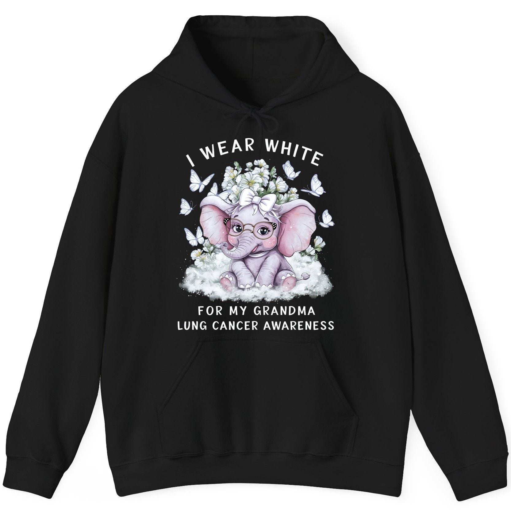 I Wear White for My Grandma Lung Cancer Awareness lung cancer awareness Hoodie Black product mockup