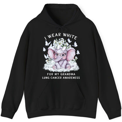 I Wear White for My Grandma Lung Cancer Awareness lung cancer awareness Hoodie Black product mockup