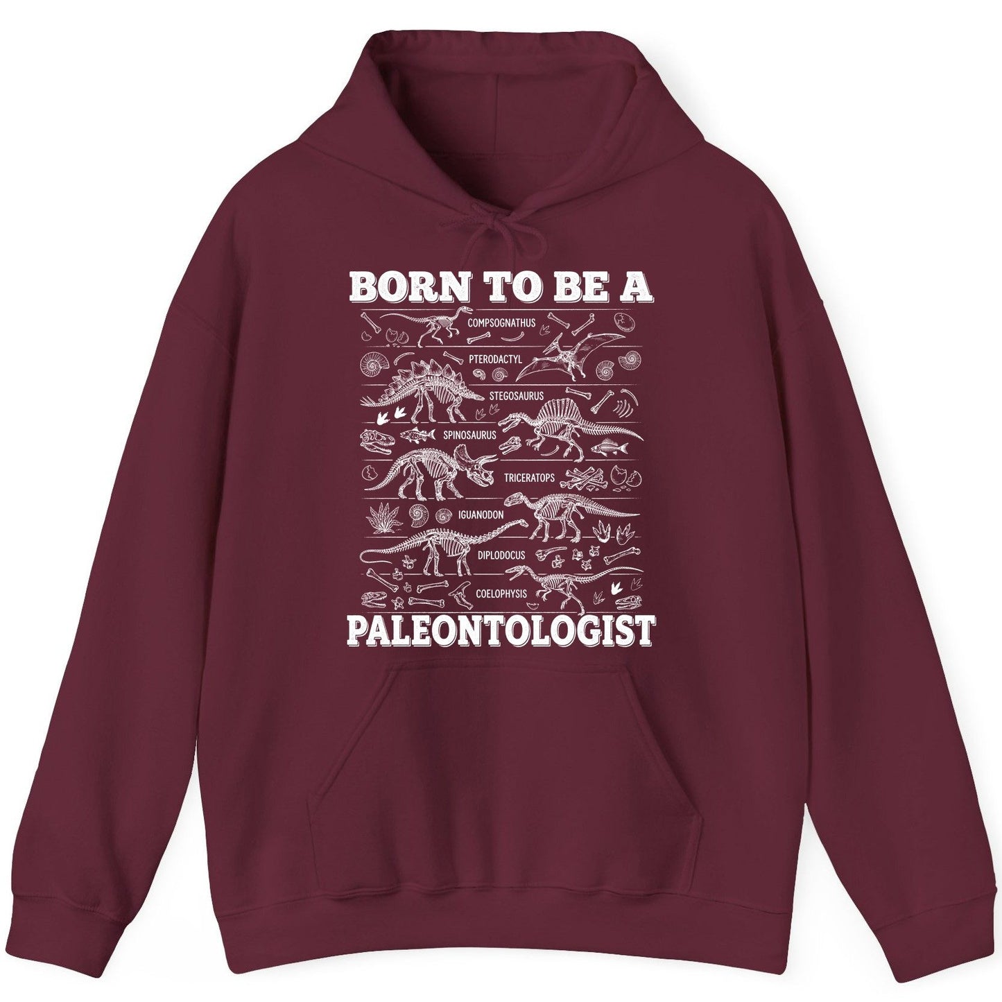 Born to Be a Paleontologist dinosaur skeletons Hoodie Maroon product mockup