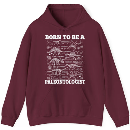 Born to Be a Paleontologist dinosaur skeletons Hoodie Maroon product mockup
