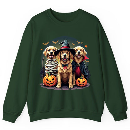 Golden Retriever Halloween Trio golden retriever Sweatshirt Forest Green product mockup