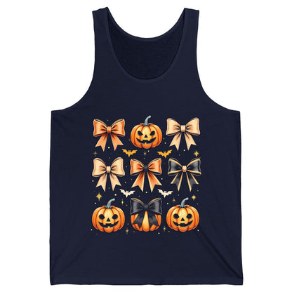 Cute Halloween Pumpkins and Bows Halloween Tank Top Navy product mockup