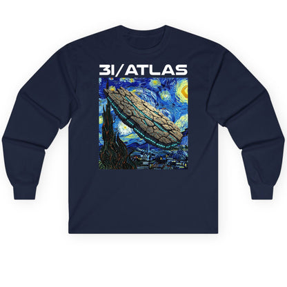31 Atlas van gogh sci-fi mashup Long Sleeve Tee Navy product mockup