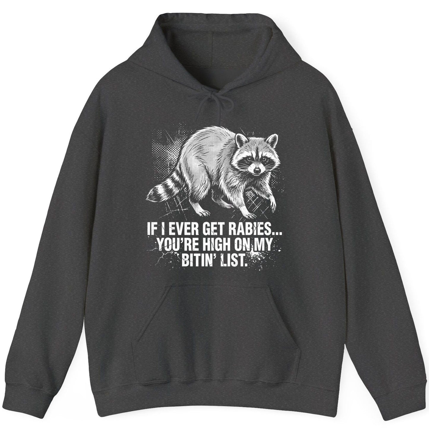 If I Ever Get Rabies You're High on My Bitin' List raccoon Hoodie Dark Heather product mockup