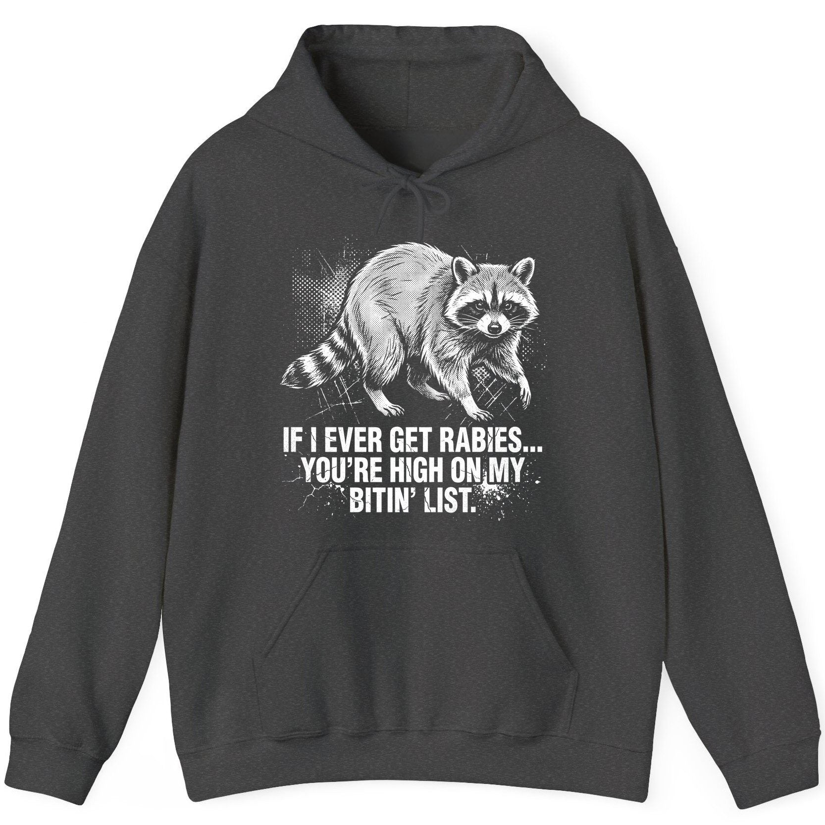 If I Ever Get Rabies You're High on My Bitin' List raccoon Hoodie Dark Heather product mockup