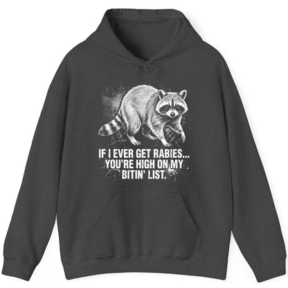 If I Ever Get Rabies You're High on My Bitin' List raccoon Hoodie Dark Heather product mockup