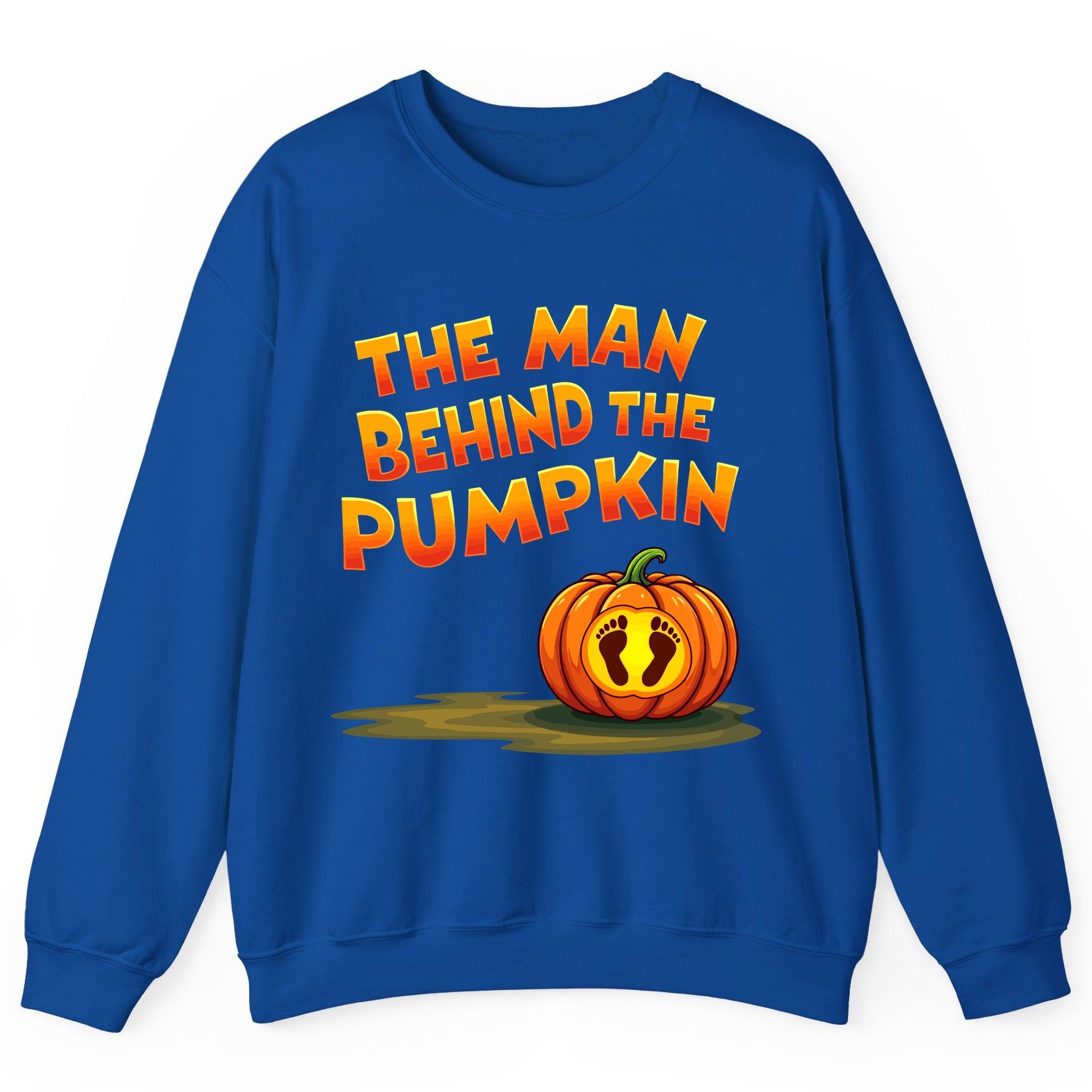 The Man Behind the Pumpkin pregnancy announcement Sweatshirt Royal product mockup