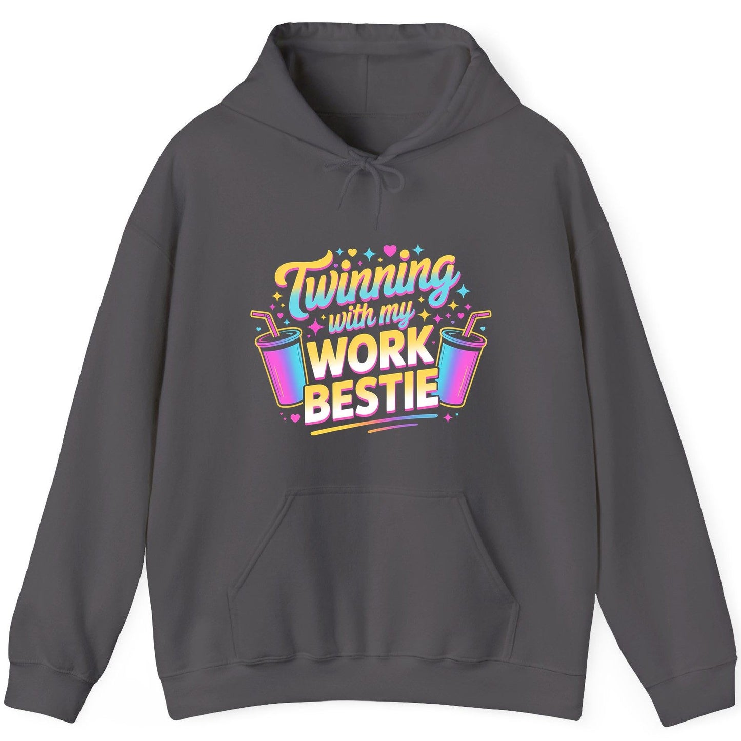 Twinning with My Work Bestie work friendship Hoodie Charcoal product mockup