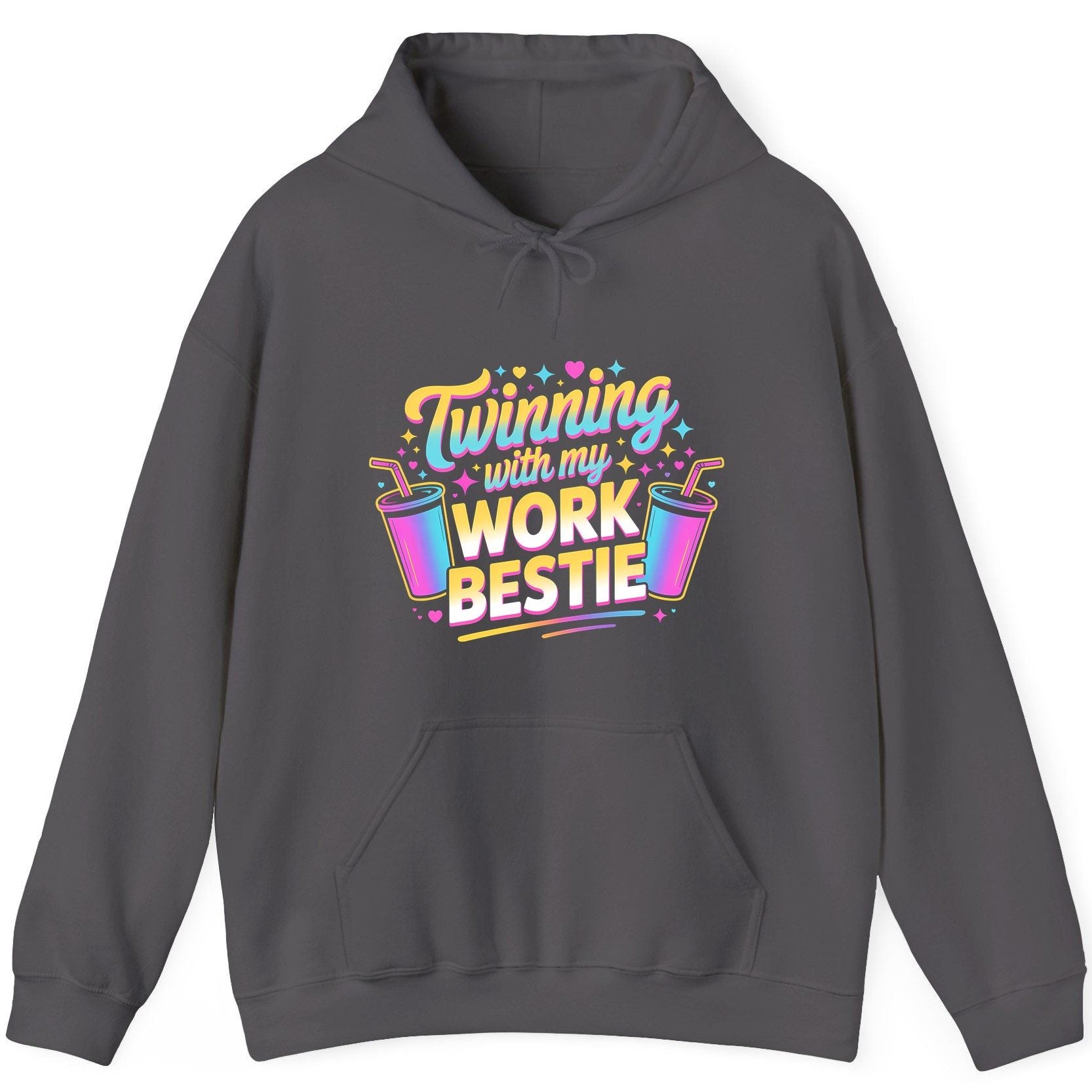 Twinning with My Work Bestie work friendship Hoodie Charcoal product mockup