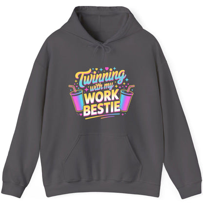 Twinning with My Work Bestie work friendship Hoodie Charcoal product mockup