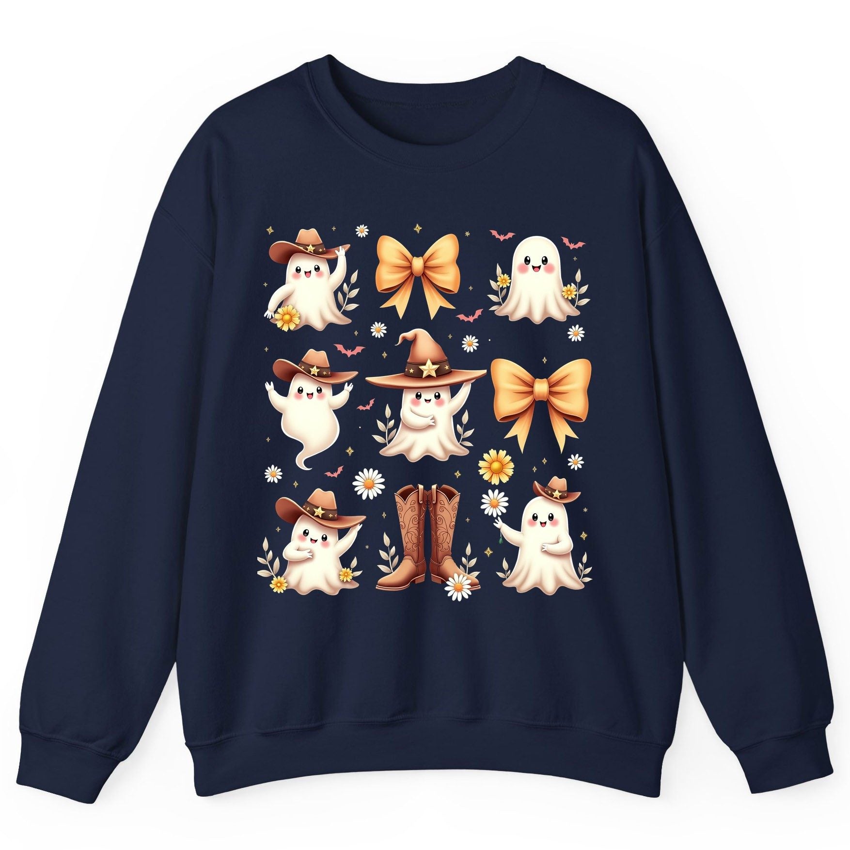 Boo Haw Cute Ghost cute ghost Sweatshirt Navy product mockup