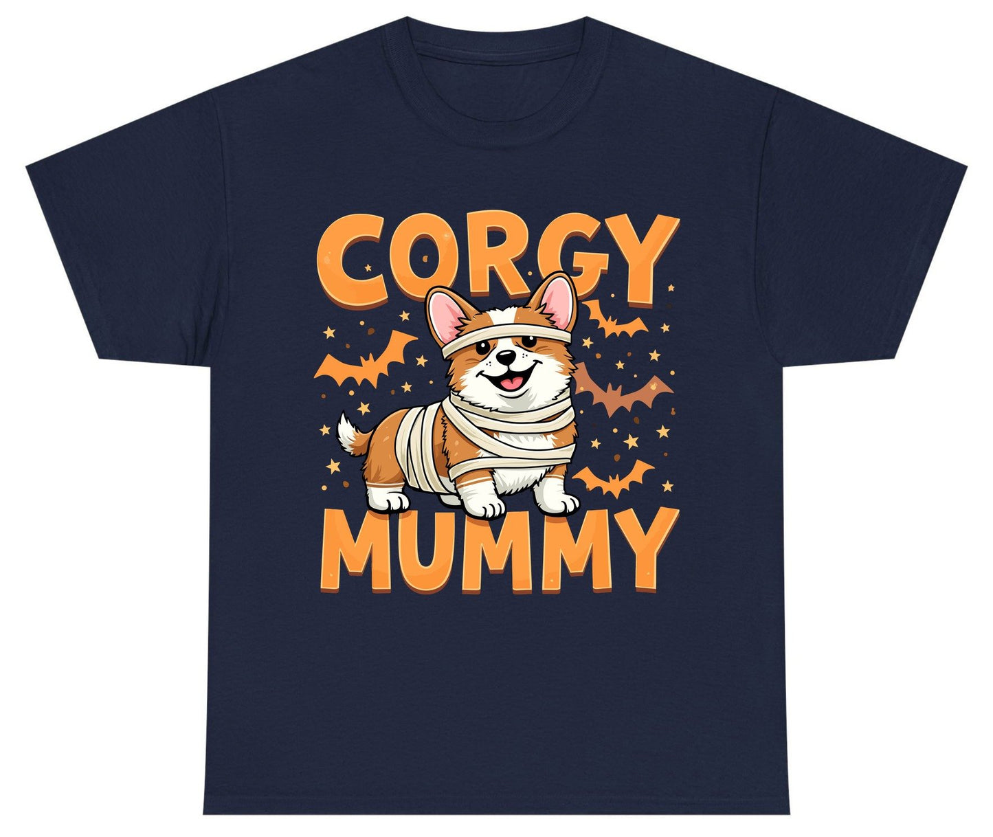 Corgy Mummy corgi Youth T-Shirt Navy product mockup