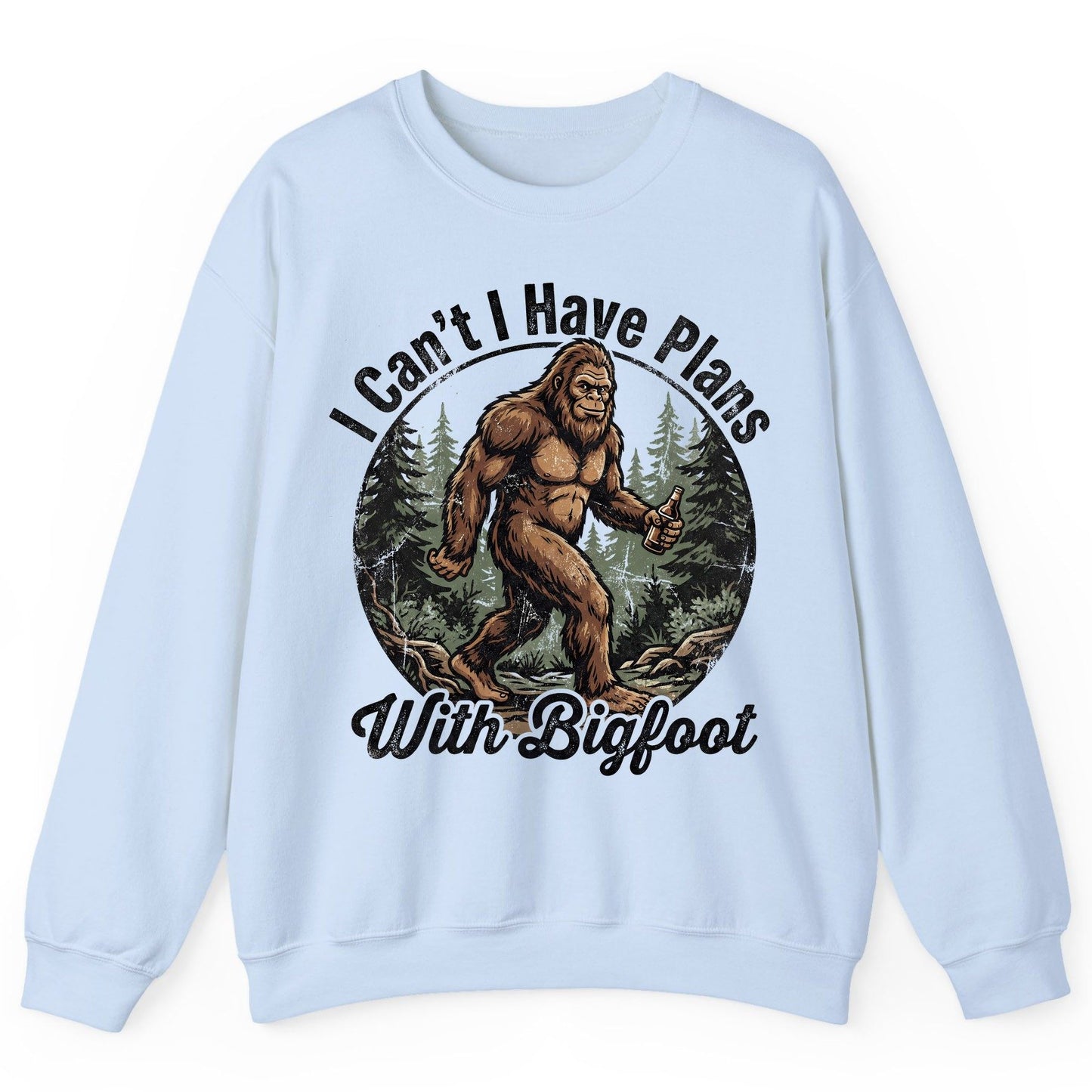 I Can't I Have Plans with Bigfoot bigfoot Sweatshirt Light Blue product mockup