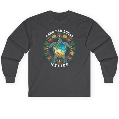 Cabo San Lucas Mexico sea turtle Long Sleeve Tee Dark Heather product mockup