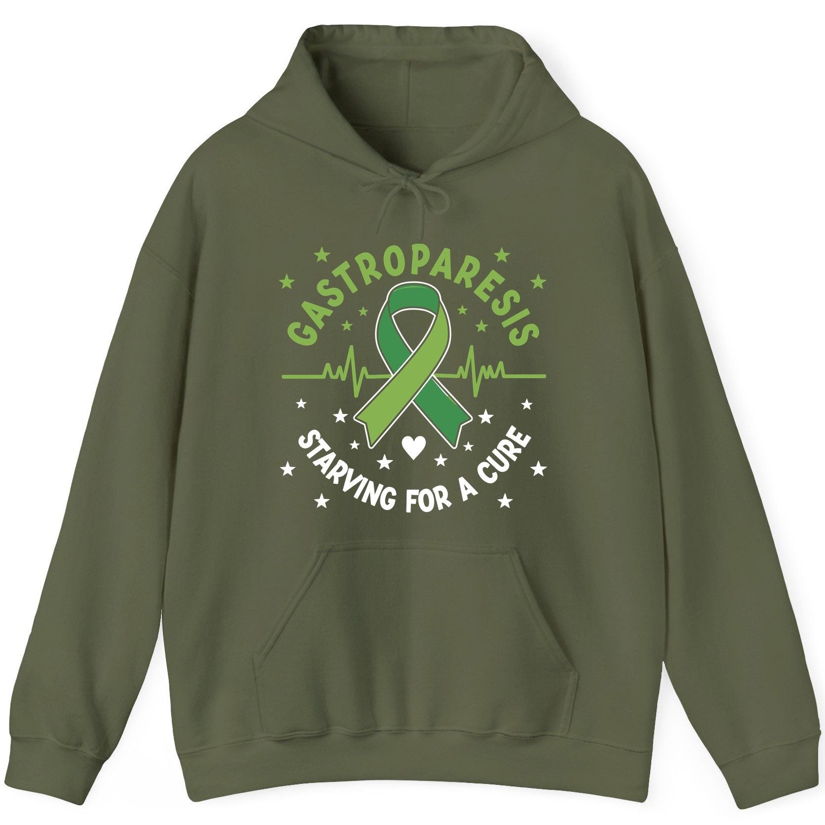 Gastroparesis Starving for a Cure gastroparesis awareness Hoodie Military Green product mockup