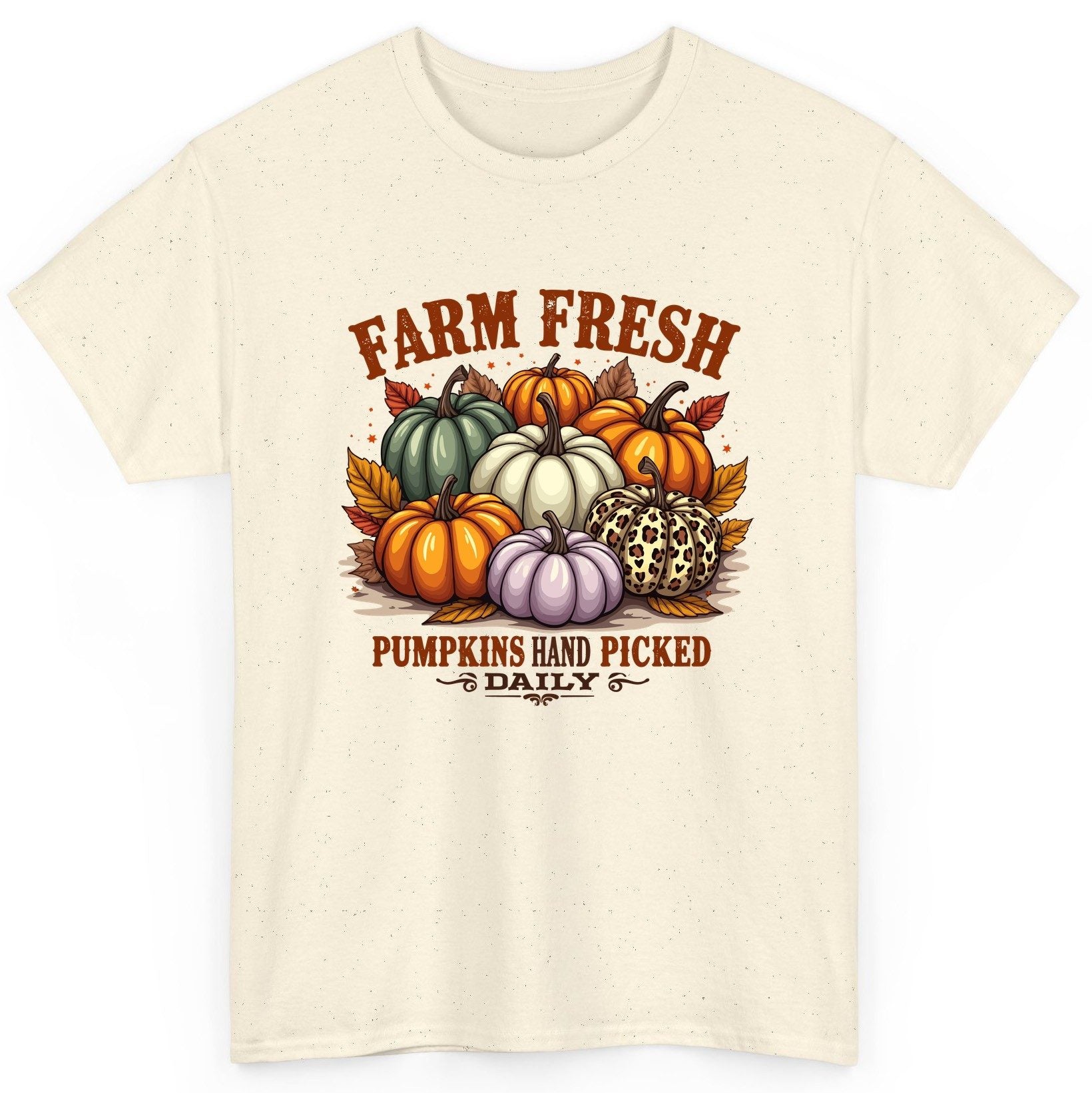 Farm Fresh Pumpkins Hand Picked Daily autumn pumpkins T-Shirt Natural product mockup