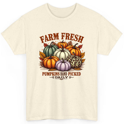 Farm Fresh Pumpkins Hand Picked Daily autumn pumpkins T-Shirt Natural product mockup
