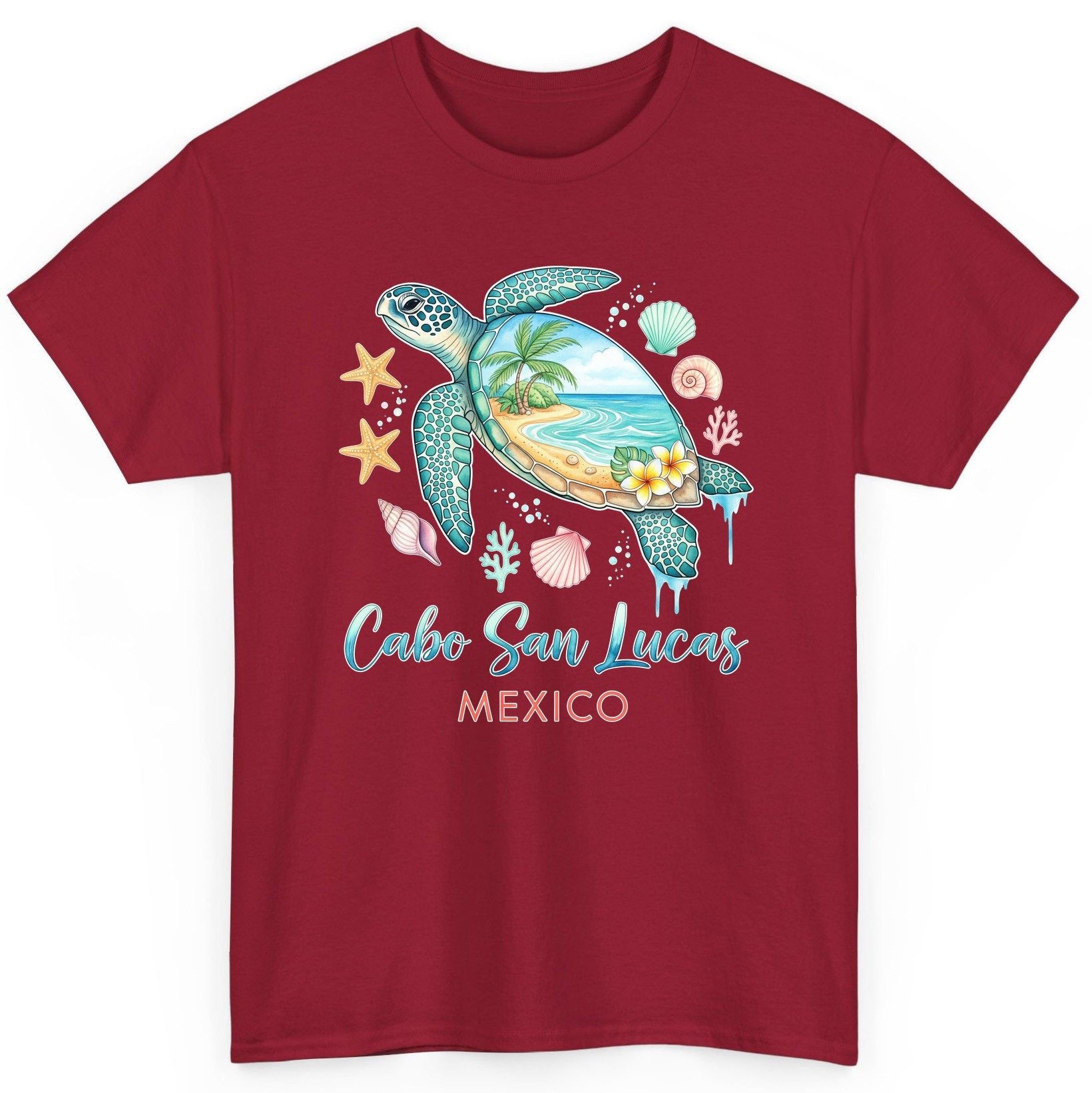 Cabo San Lucas Mexico sea turtle T-Shirt Cardinal Red product mockup