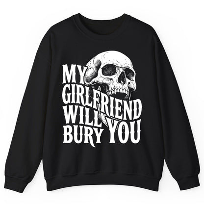 My Girlfriend Will Bury You skull Sweatshirt Black product mockup
