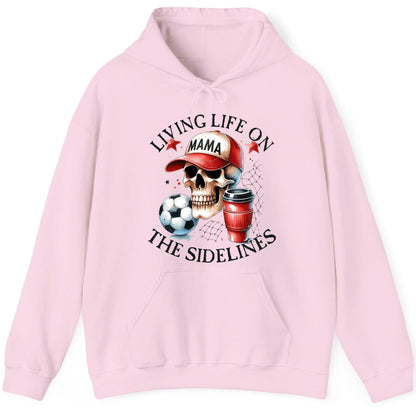 Living Life on the Sidelines soccer mom Hoodie Light Pink product mockup
