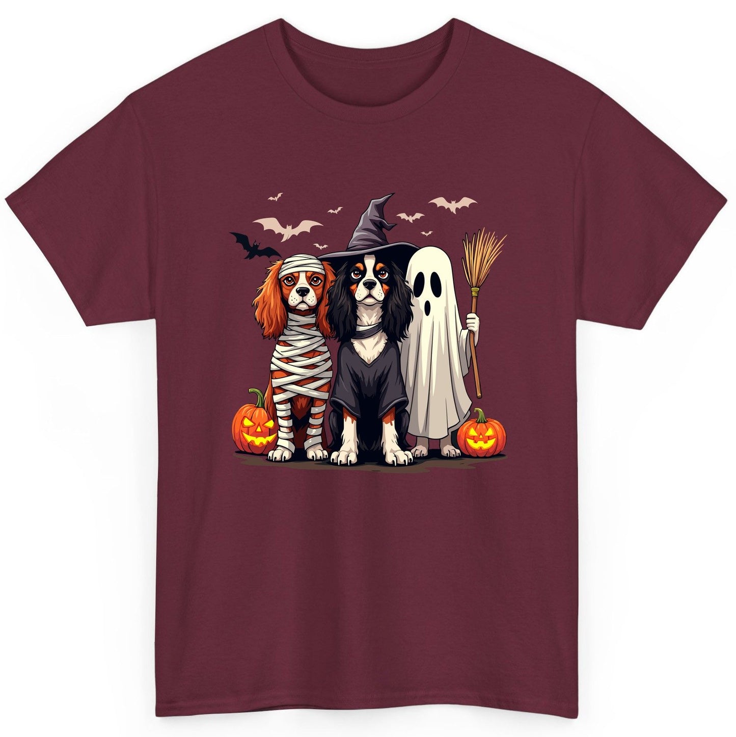 Cavalier Spaniel Halloween Dogs cavalier king charles spaniel T-Shirt Maroon product mockup