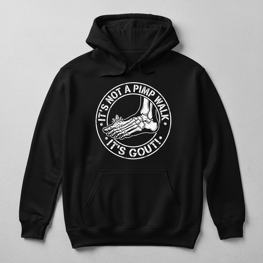 IT'S NOT a PIMP WALK IT'S GOUT Funny People Hoodie - product mockup - Black