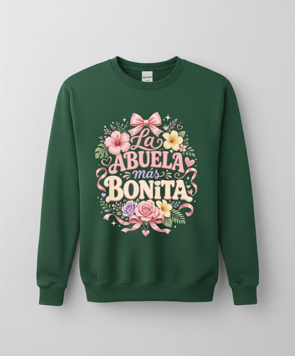 La ABUELA Más BONITA Grandma Sweatshirt - product mockup - Forest Green