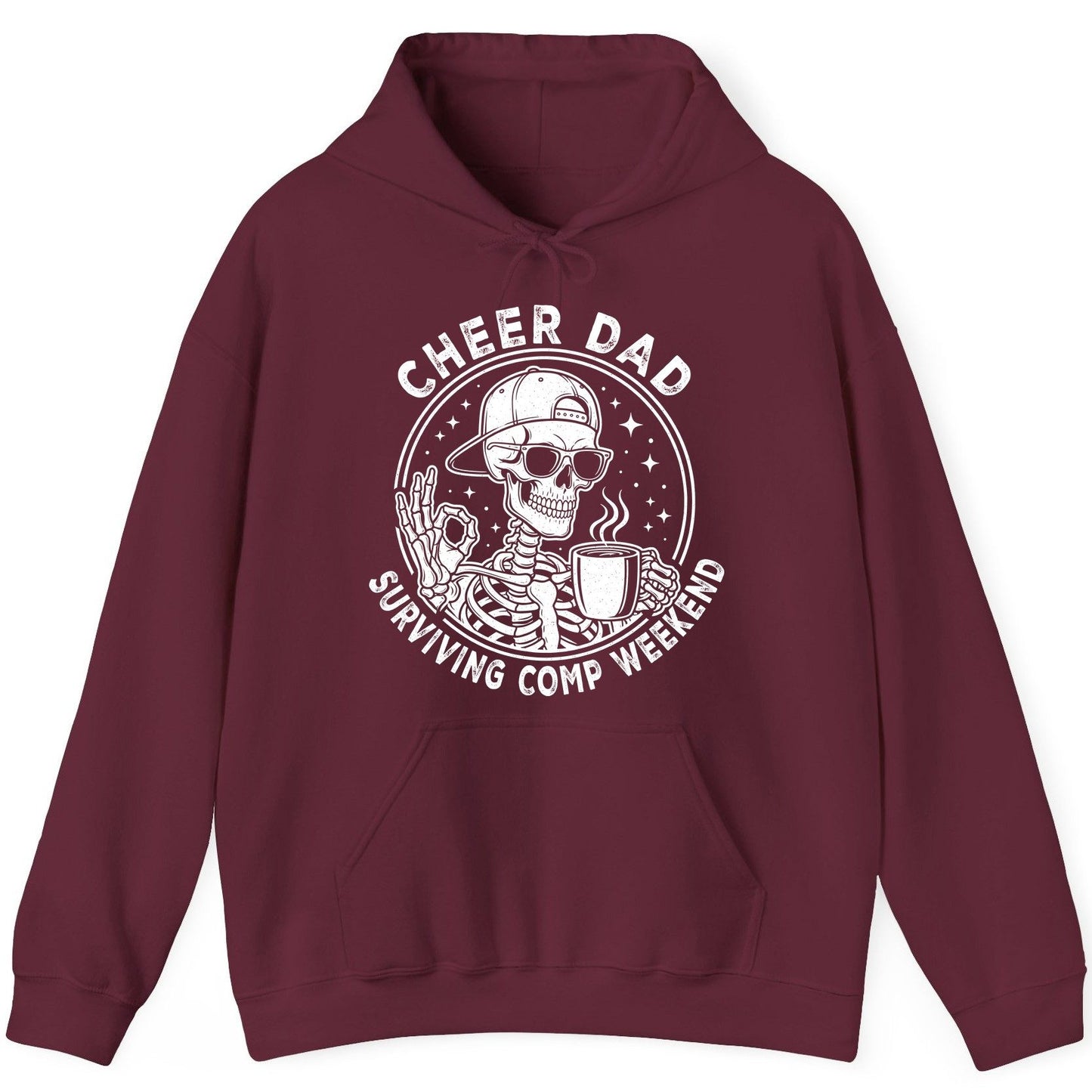 Cheer Dad Surviving Comp Weekend cheer dad Hoodie Maroon product mockup