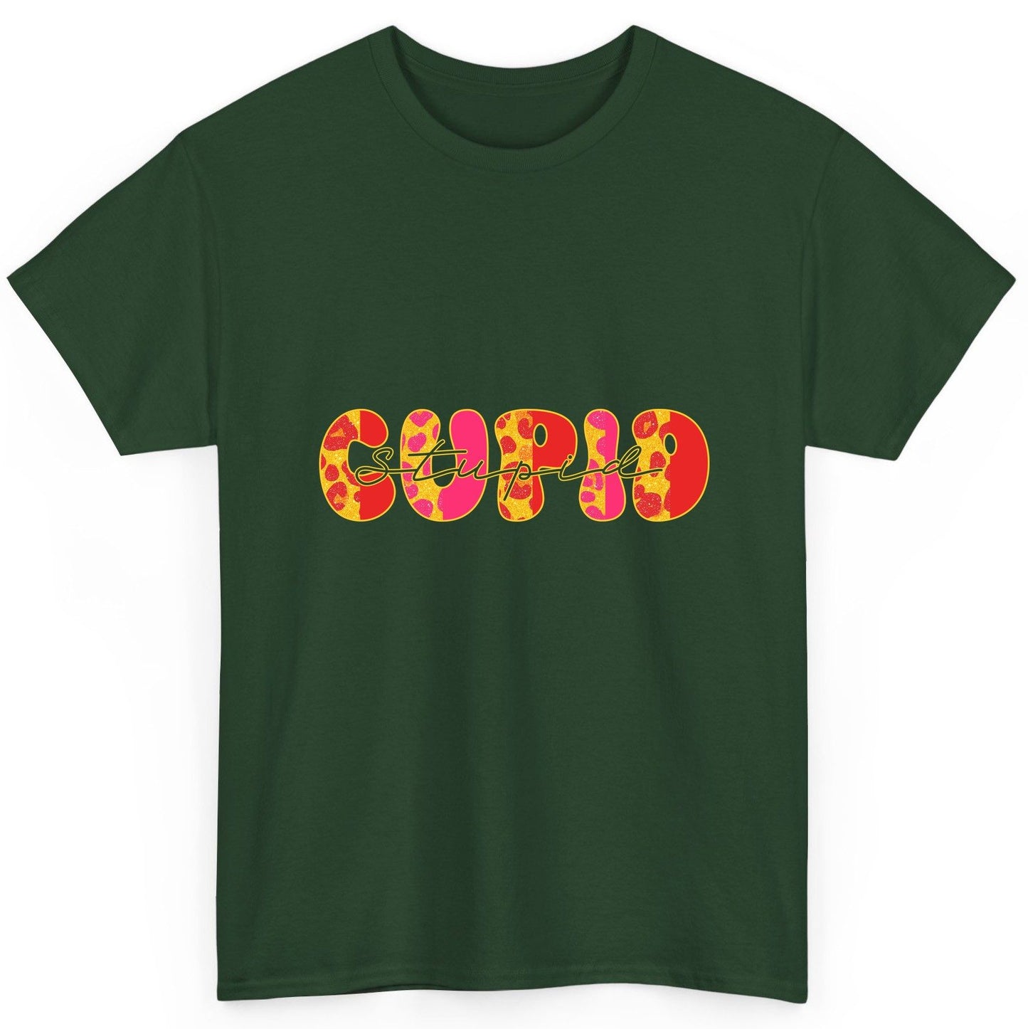 Stupid Cupid anti-Valentine's Day T-Shirt Forest Green product mockup