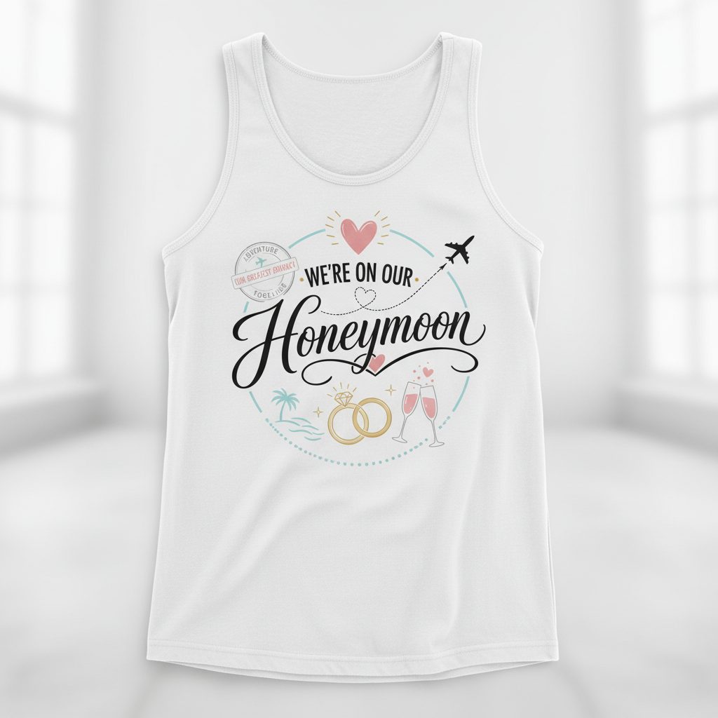 Our Greatest Journey Honeymoon Newlyweds Tank Top - product mockup - White