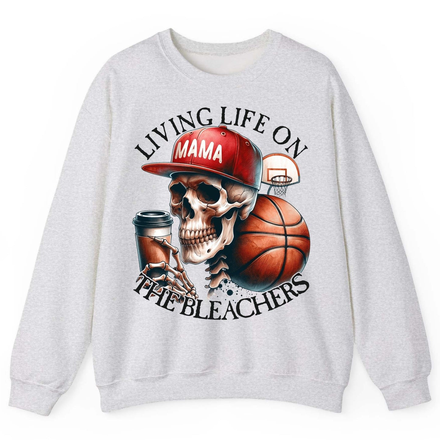 Living Life on the Bleachers Mama basketball mom Sweatshirt Ash product mockup