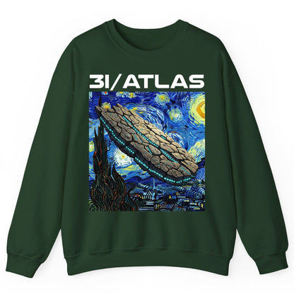 31 Atlas van gogh sci-fi mashup Sweatshirt Forest Green product mockup
