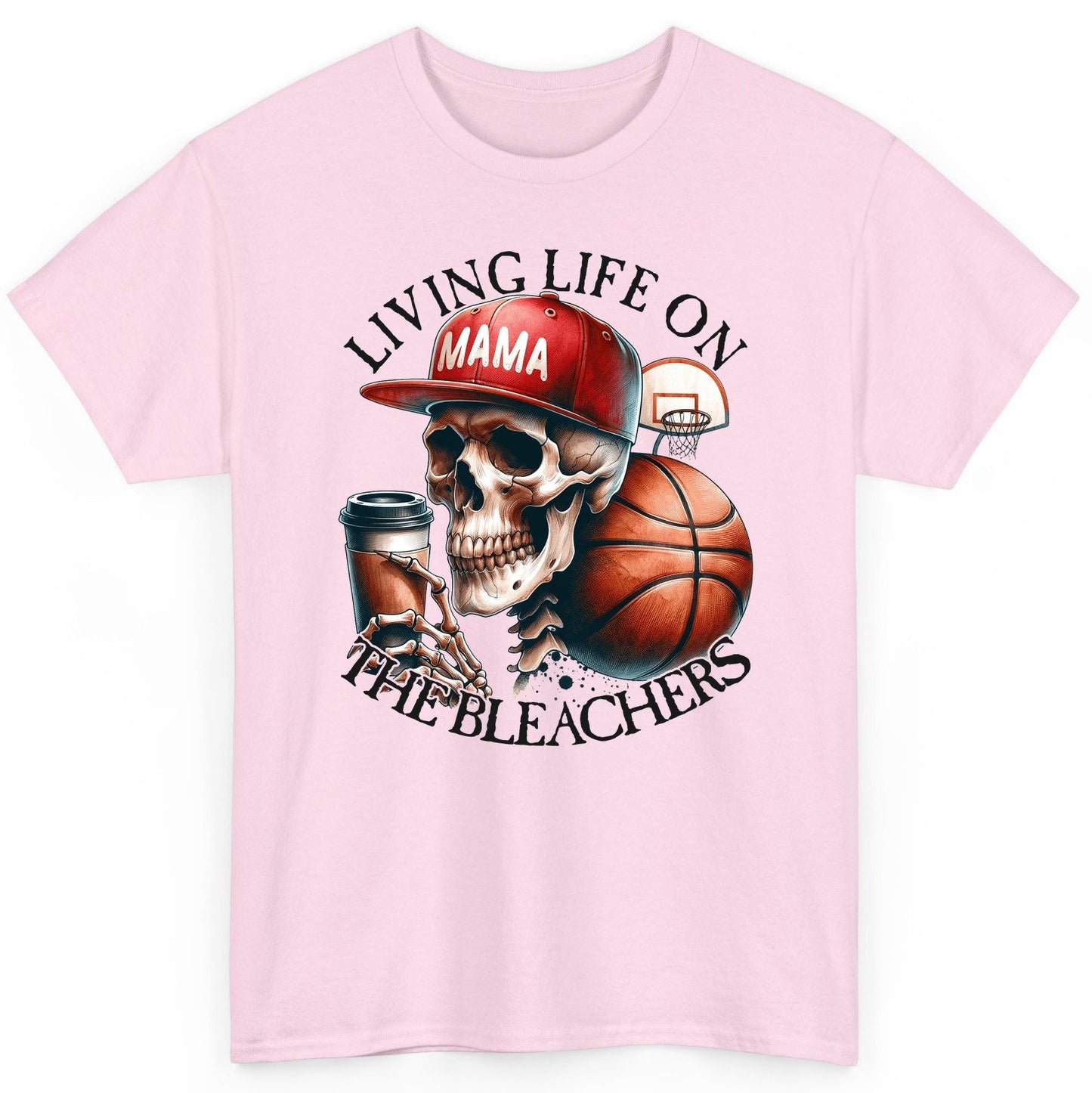 Living Life on the Bleachers Mama basketball mom T-Shirt Light Pink product mockup