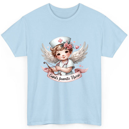 Cupid's Favorite Nurse cupid nurse T-Shirt Light Blue product mockup