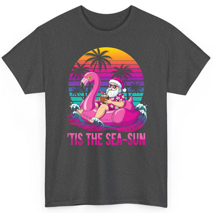 'Tis the Sea-Sun tropical santa claus T-Shirt Dark Heather product mockup