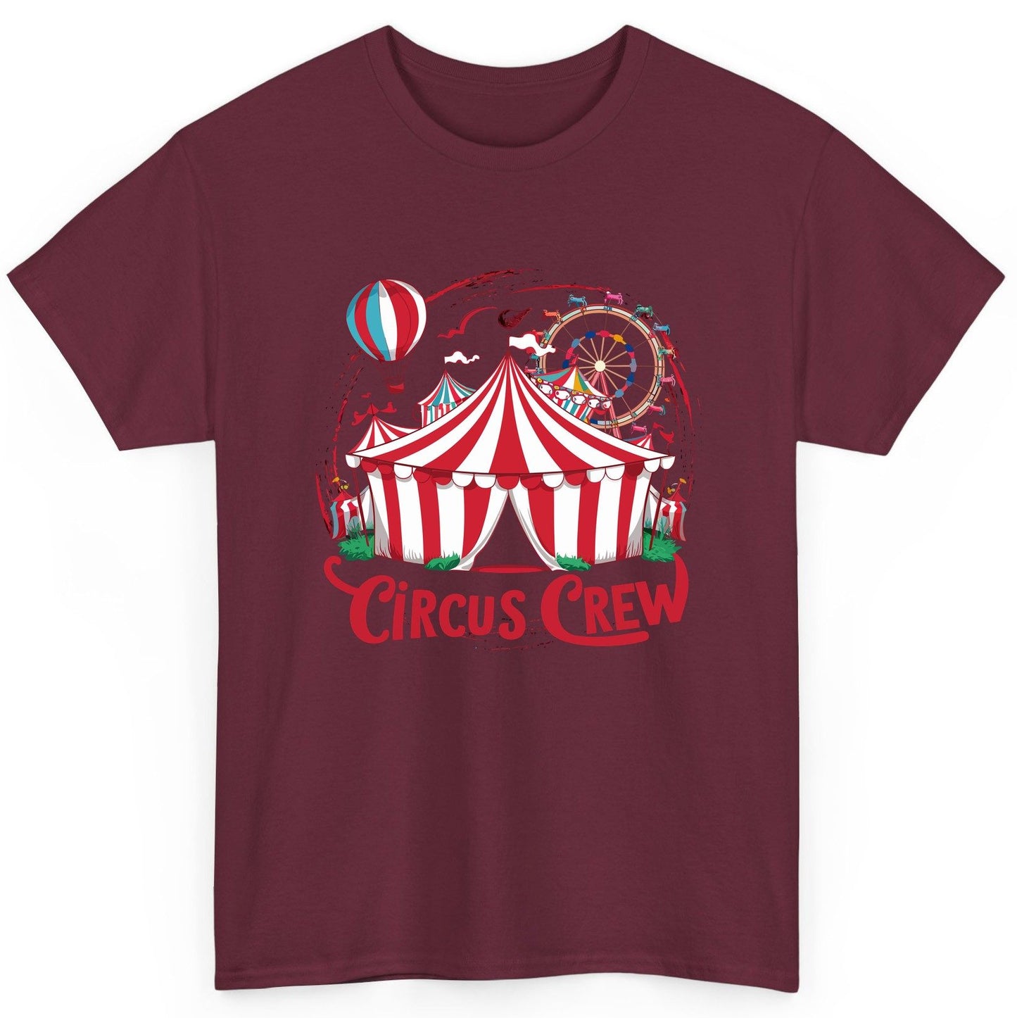 Circus Crew circus T-Shirt Maroon product mockup