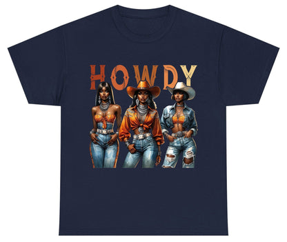 Howdy black cowgirls Youth T-Shirt Navy product mockup