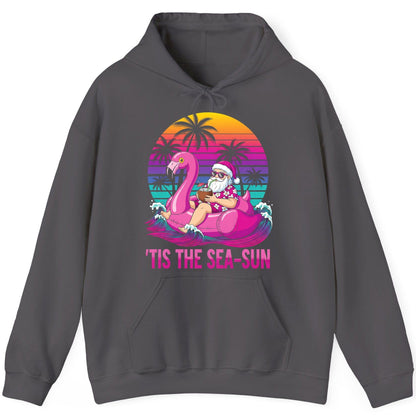 'Tis the Sea-Sun tropical santa claus Hoodie Charcoal product mockup