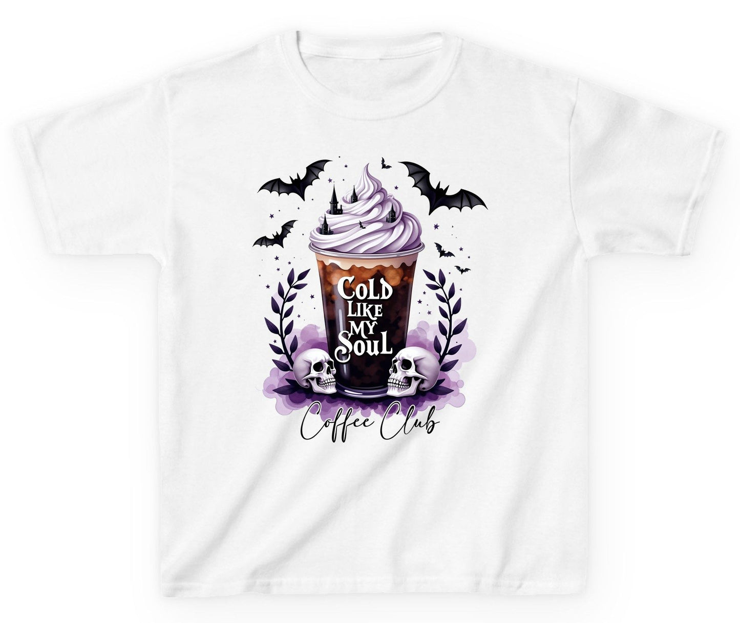 Cold Like My Soul gothic iced coffee Youth T-Shirt White product mockup